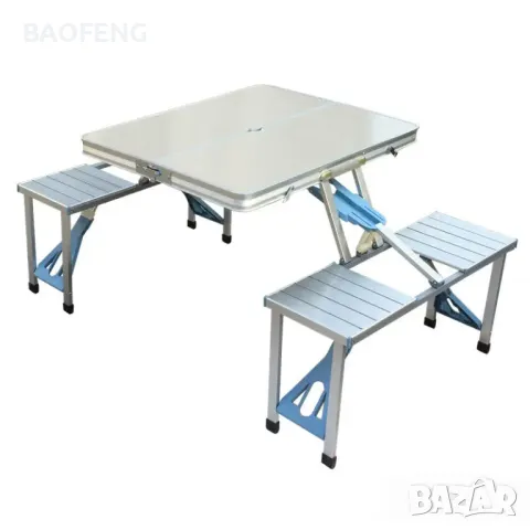 %@! Нови  Алуминиева сгъваема маса с 4 стола за пикник ,85x67x67 см тип куфар от ВНОСИТЕЛ, снимка 12 - Къмпинг мебели - 50102198