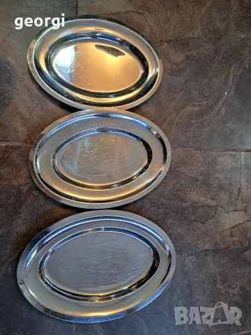 три овални италиански иноксови плата 32/4, снимка 2 - Чинии - 53159672