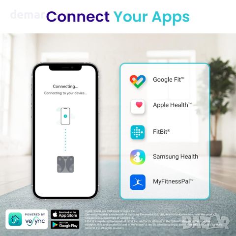Etekcity Интелигентна цифрова везна с приложение и Bluetooth за телесно тегло, ИТМ, пепелявочерно, снимка 6 - Други - 46788954
