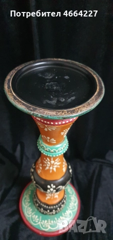 Уникален ръчно рисуван дървен свещеник , снимка 2 - Декорация за дома - 52668733