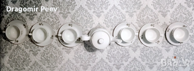 Соц порцеланов сервиз за греяна ракия Дянко Стефанов гр. Разград (НОВ), снимка 2 - Други ценни предмети - 53847547