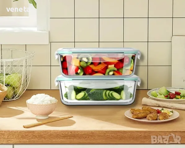 Комплект контейнери за храна от стъкло без BPA, подходящи за микровълнова и съдомиялна, снимка 5 - Кутии за храна - 49916560