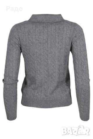 Дамска плетена блуза EXPLOSI 1086-150 сива с мече Рокля DJOFRA FASHION с поло дълги ръкави вталена, снимка 6 - Блузи с дълъг ръкав и пуловери - 53074645