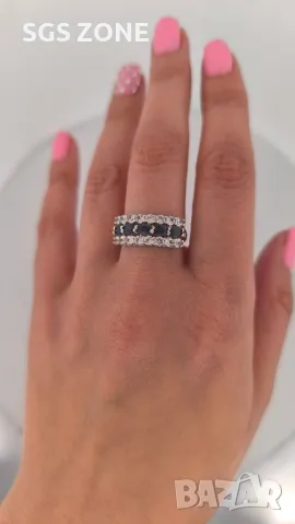 Пръстен със Сапфир, Рубин, Изумруд с Прозрачен Топаз, снимка 5 - Пръстени - 50254367