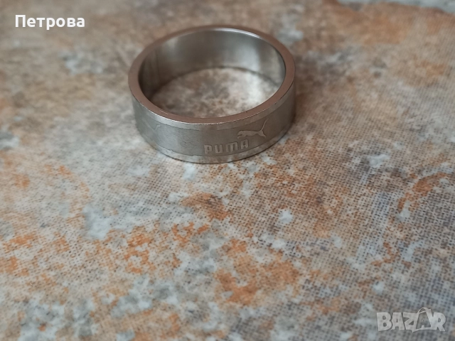 Стоманена халка с надпис Puma, снимка 4 - Пръстени - 52041012