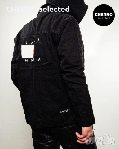 Мъжко черно дънково • деним яке SAINT MORTA Denim Jacket – размер L , снимка 7 - Якета - 53850783