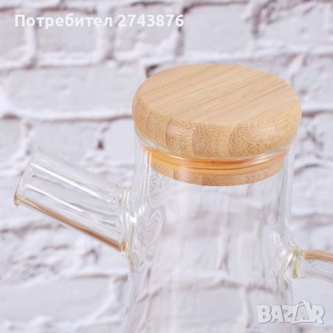 Оливерник кана с една дръжка от боросилкатно стъкло, Бамбуков капак със силиконово уплътнение- 500мл, снимка 6 - Аксесоари за кухня - 46385807