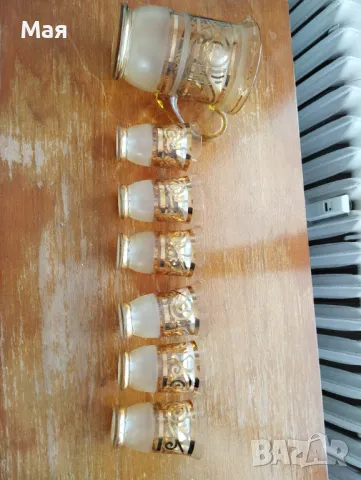 Чаши за вино с кана златен кант от средата на миналия век винтидж, снимка 3 - Сервизи - 50280354