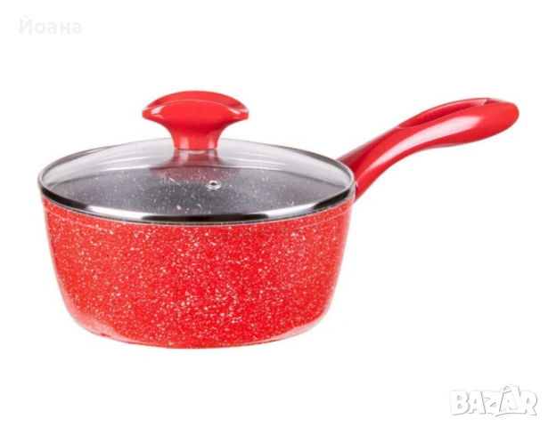 Касерола с капак Voltz, 18см./1.6л., Мраморно покритие, Индукция, Червен