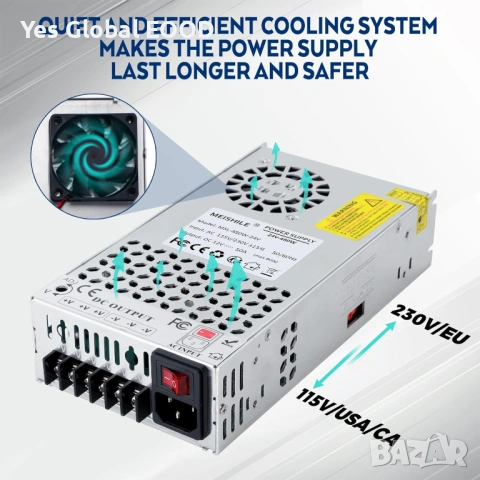 MEISHILE импулсно захранване 24V 20A 480W за LED ленти, снимка 3 - Друга електроника - 53245705