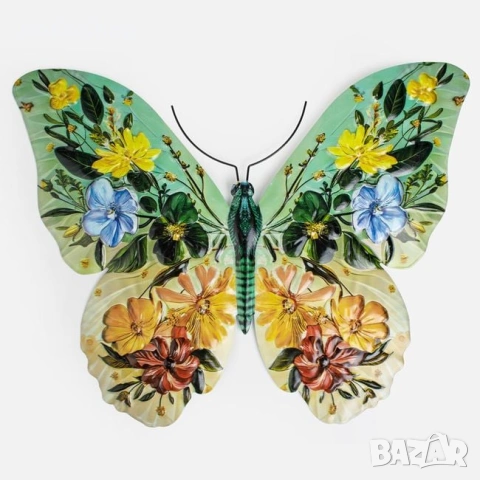 Декоративна пеперуда - 42.5x34 см. метална декорация, снимка 2 - Декорация за дома - 53863982