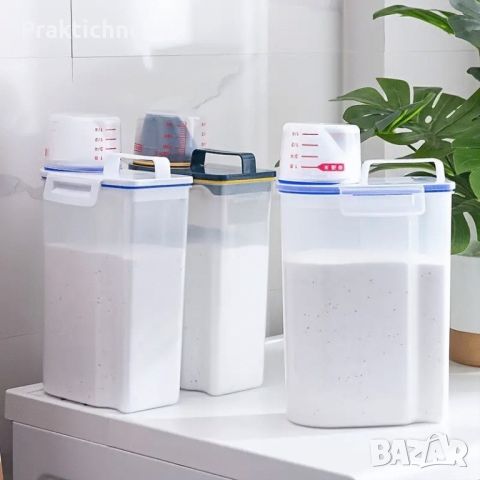 Kутия с мерителна чашка за съхранение на перилен препарат или зърнени култури 🧴🦴🌽🍚🥜🫘, снимка 2 - Кутии за храна - 45675184
