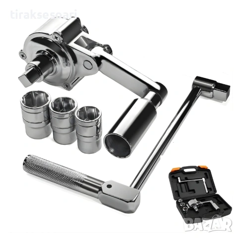 Гайковерт механичен усилващ за гуми 2025 комплект с вложки 17 19 21 мм