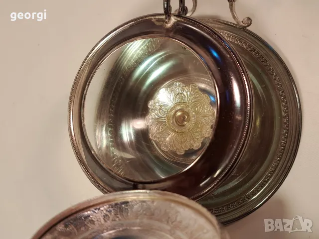 ретро посребрена захарница с поднос   7/2, снимка 4 - Аксесоари за кухня - 49775319