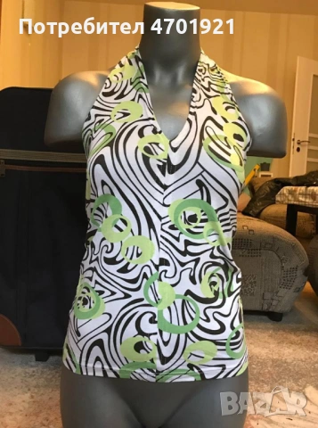 Дамски потник в зелено и бяло