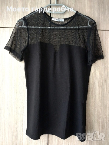 Нова дамска черна тениска