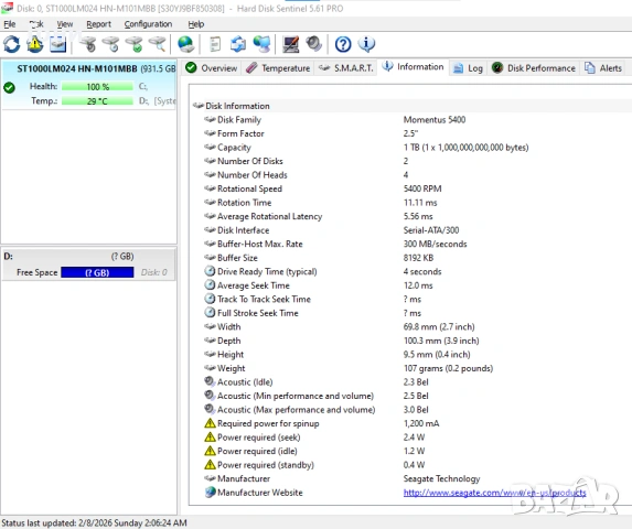 Хард диск Samsung Momentus 1000 GB, 16 MB, SATA3, 2,5", 100% здраве, снимка 5 - Твърди дискове - 53406449