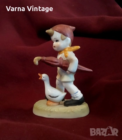 Колекционерска порцеланова фигурка на момче с чадър и гъска., снимка 7 - Антикварни и старинни предмети - 53282675