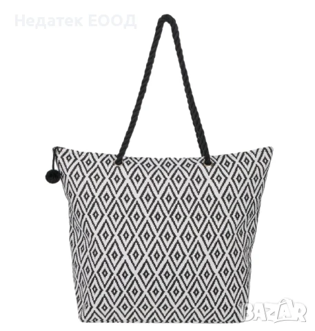 Плажна чанта, Черно - Бяло,  42x15x43см.