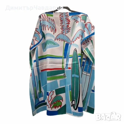 Лятна плажна туника от коприна, с артистични и морски десени, снимка 12 - Туники - 49903512