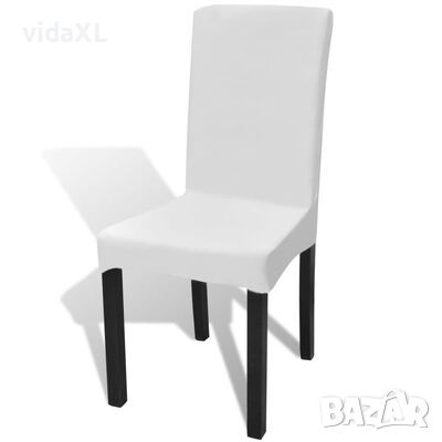 vidaXL 6 бр покривни еластични калъфи за столове, бели(SKU:130377, снимка 1 - Столове - 45276140
