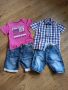 ZARA и DETROIT детски къси дънки, тениска и ризка, снимка 1 - Детски къси панталони - 45436398