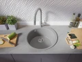 Сива кръгла кухненска гранитна мивка Пиза 50 Top 530 x 530 мм, снимка 6