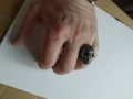 Брутален масивен мъжки пръстен Череп с шарки., снимка 2