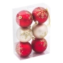 Комплект коледни топки за елха – червени и шампанени с брокатени снежинки, 6 cm – 6 броя_1198782, снимка 2