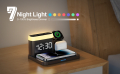 ANJANK 5-в-1 Докинг станция за безжично зареждане с будилник и 7 цвята нощна светлина,iPhone/Samsung, снимка 9